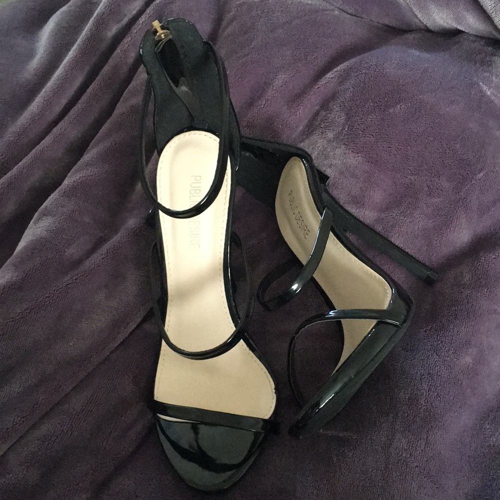 Public Desire patent black heels